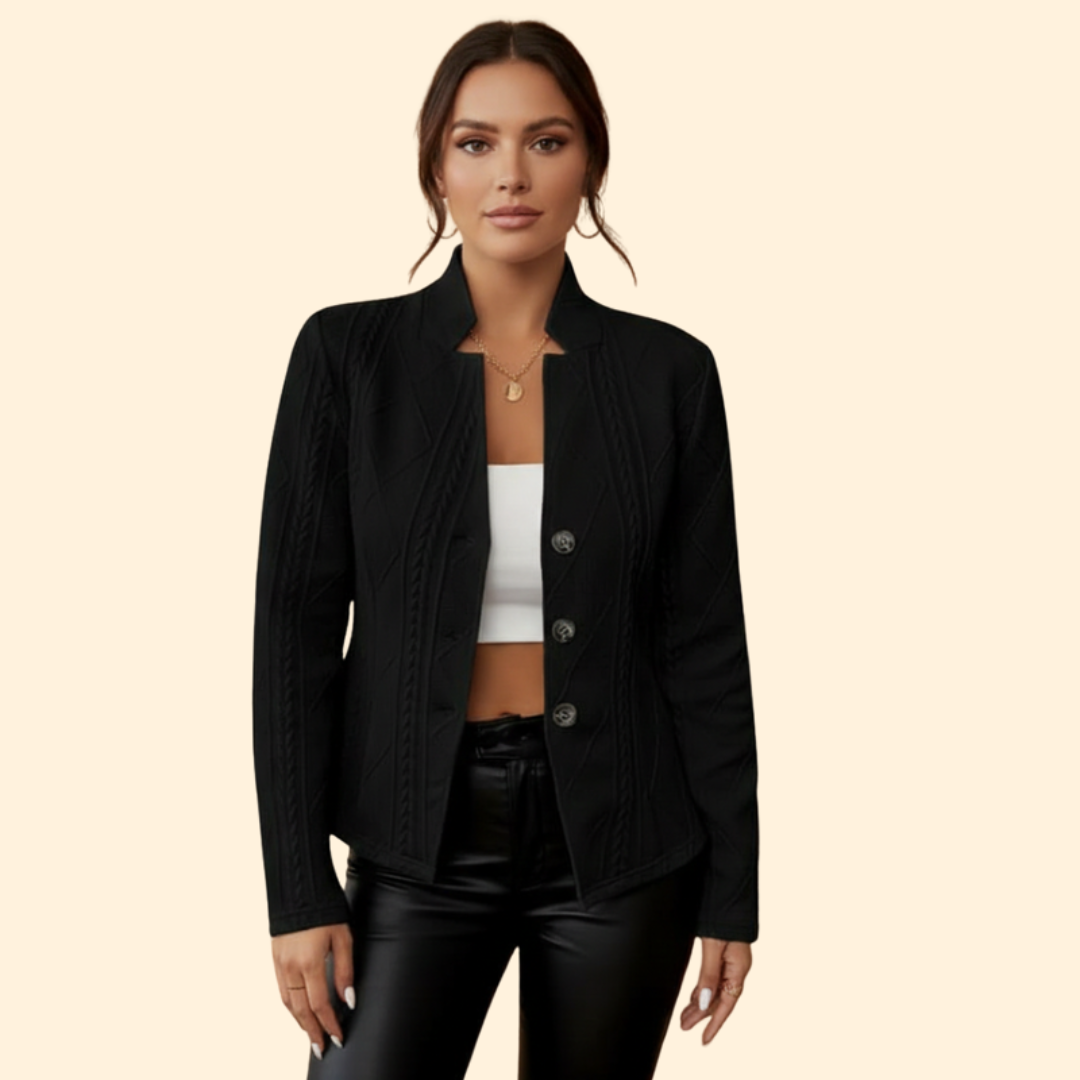 Lachlan | Women's Cable Knit Jacket with Stand Collar