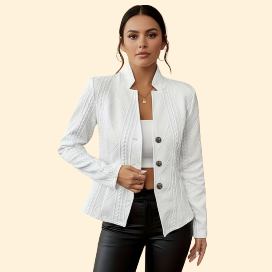 Lachlan | Women's Cable Knit Jacket with Stand Collar