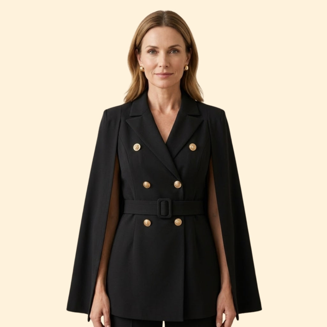 Coralie | Women's Cape Sleeve Blazer with Belted Waist