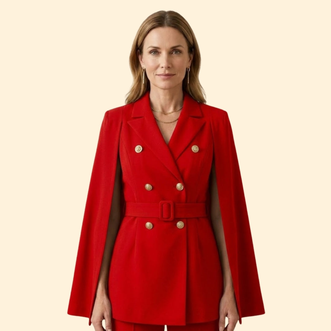 Coralie | Women's Cape Sleeve Blazer with Belted Waist