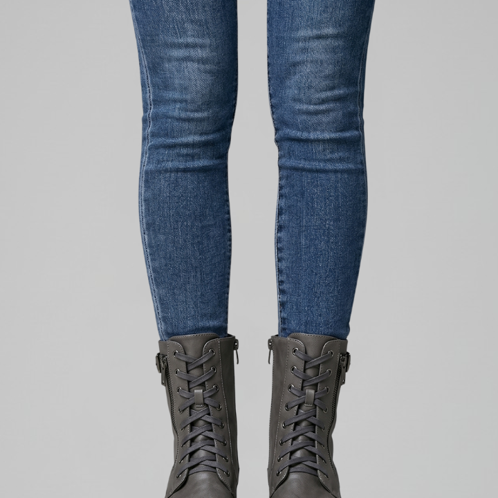 Cassidy | Lace Up Combat Boots Buckle Strap Flat