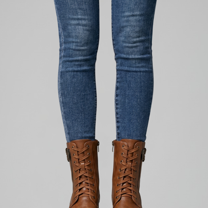 Cassidy | Lace Up Combat Boots Buckle Strap Flat