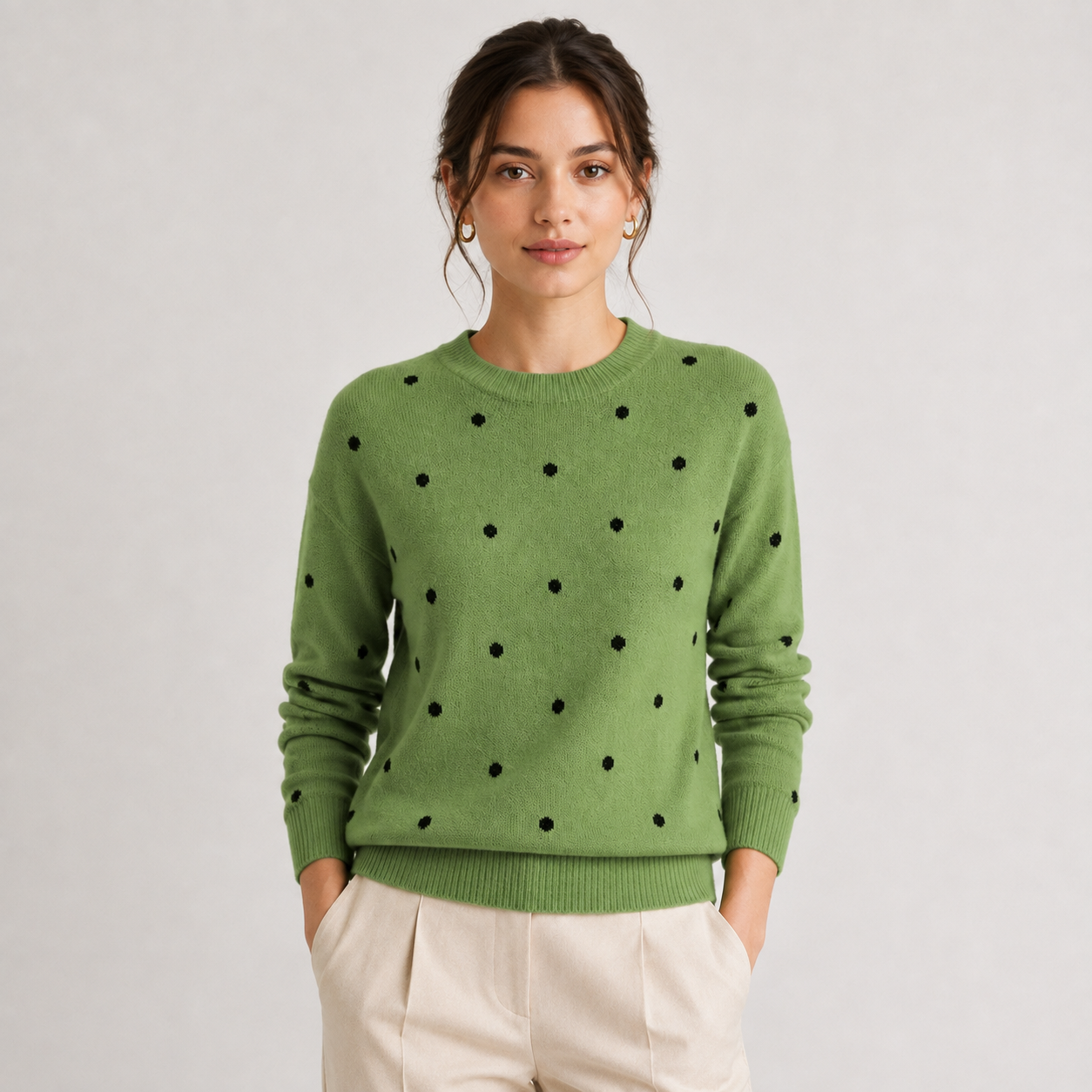 Hattie | Women's Spotted Knit Jumper with Round Neck