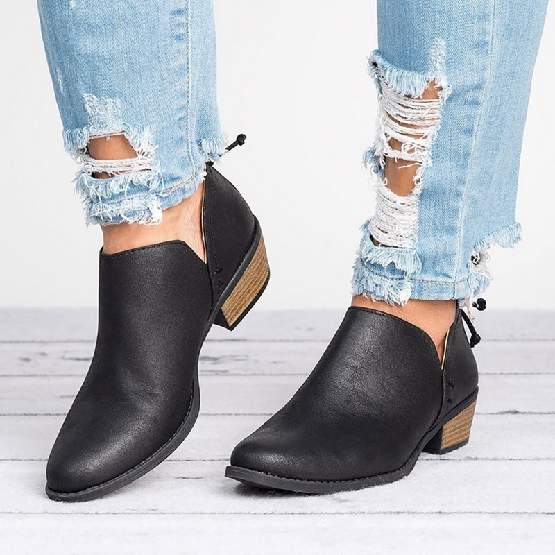 Kerensa | Tie-Back Stacked Heel Suede Ankle Boot