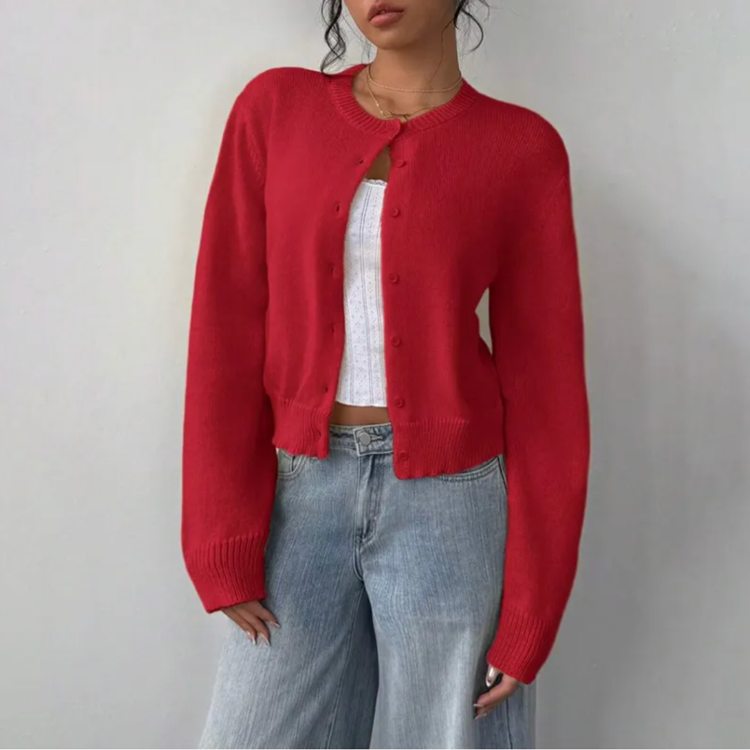 Eugenia | Crew Neck Button Front Cardigan
