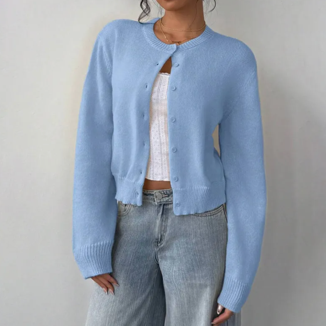 Eugenia | Crew Neck Button Front Cardigan
