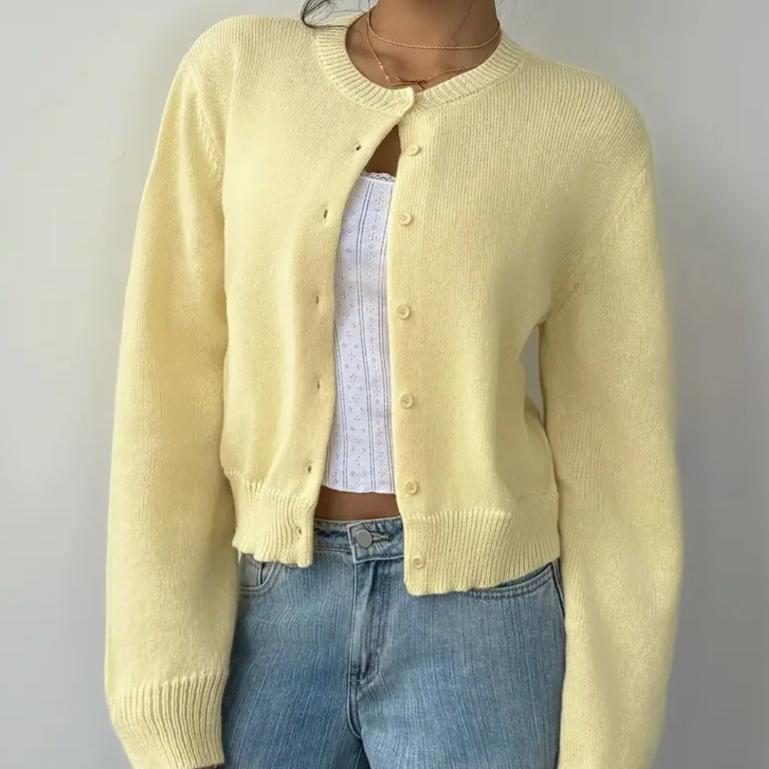 Eugenia | Crew Neck Button Front Cardigan