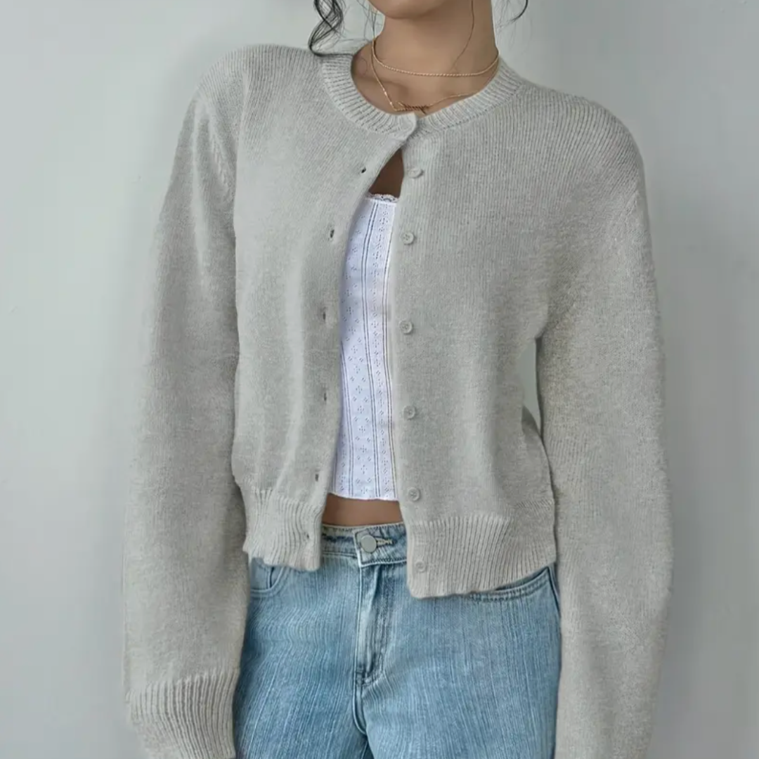 Eugenia | Crew Neck Button Front Cardigan