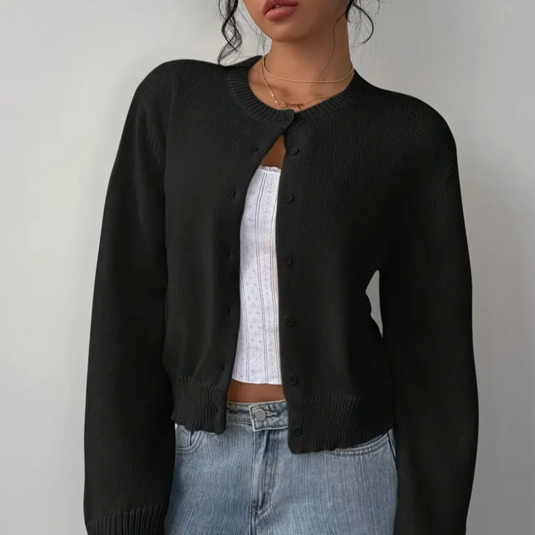 Eugenia | Crew Neck Button Front Cardigan