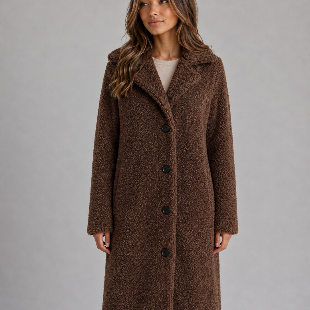 Winslet | Women's Longline Teddy Coat with Button Front