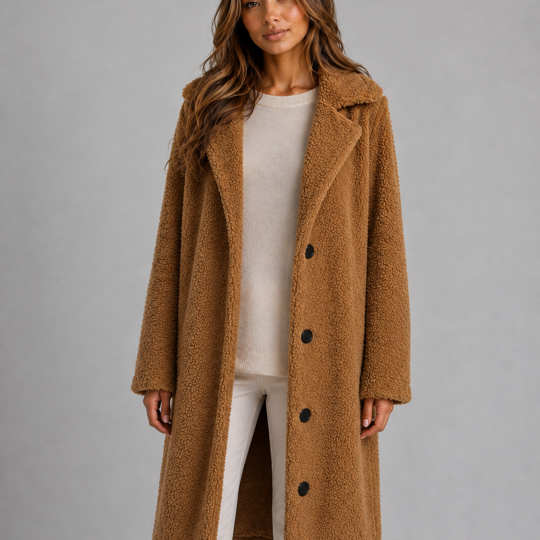 Winslet | Women's Longline Teddy Coat with Button Front