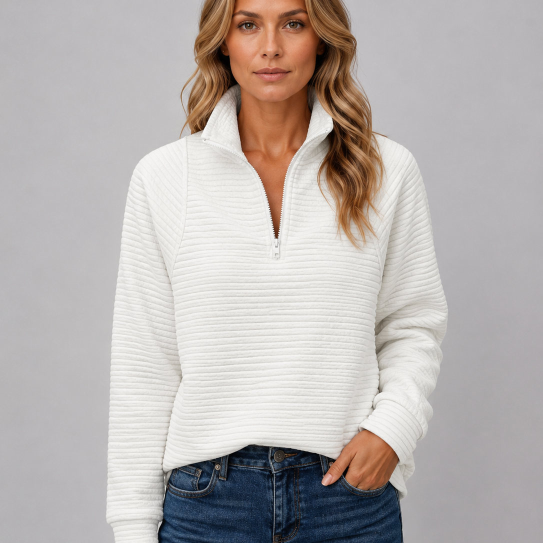 Rowena | Women's Ribbed Quarter Zip Pullover