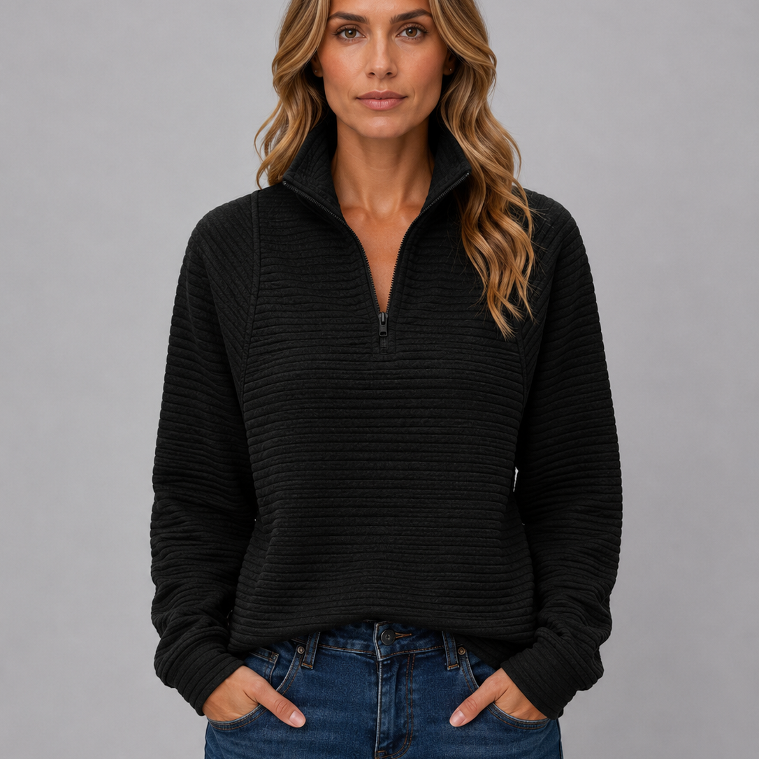 Rowena | Women's Ribbed Quarter Zip Pullover