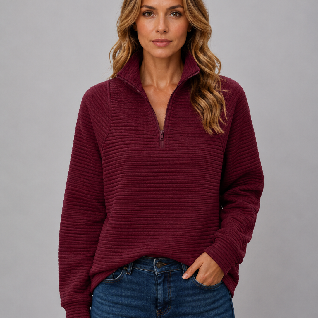 Rowena | Women's Ribbed Quarter Zip Pullover