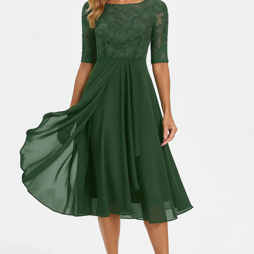 Fionnuala | Lace Chiffon Midi Dress – Mother of the Bride & Wedding Guest