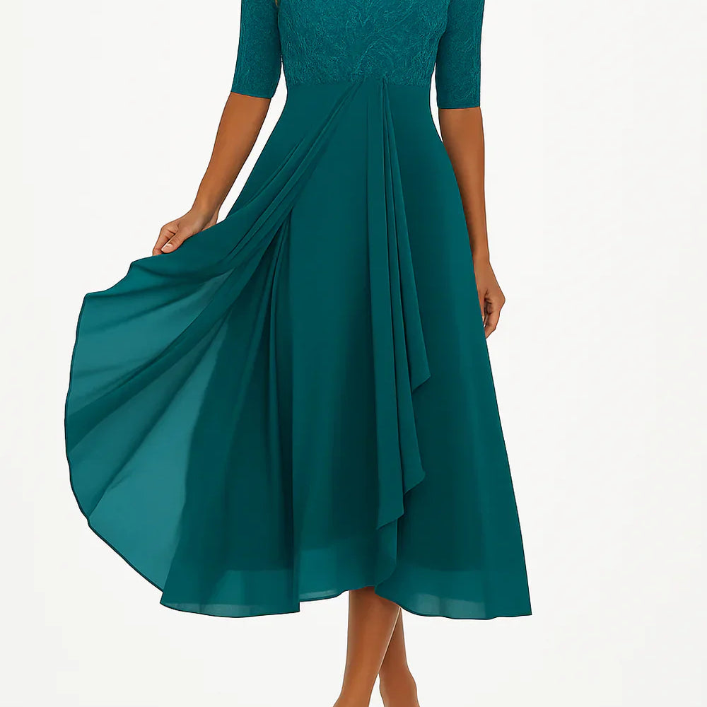 Fionnuala | Lace Chiffon Midi Dress – Mother of the Bride & Wedding Guest