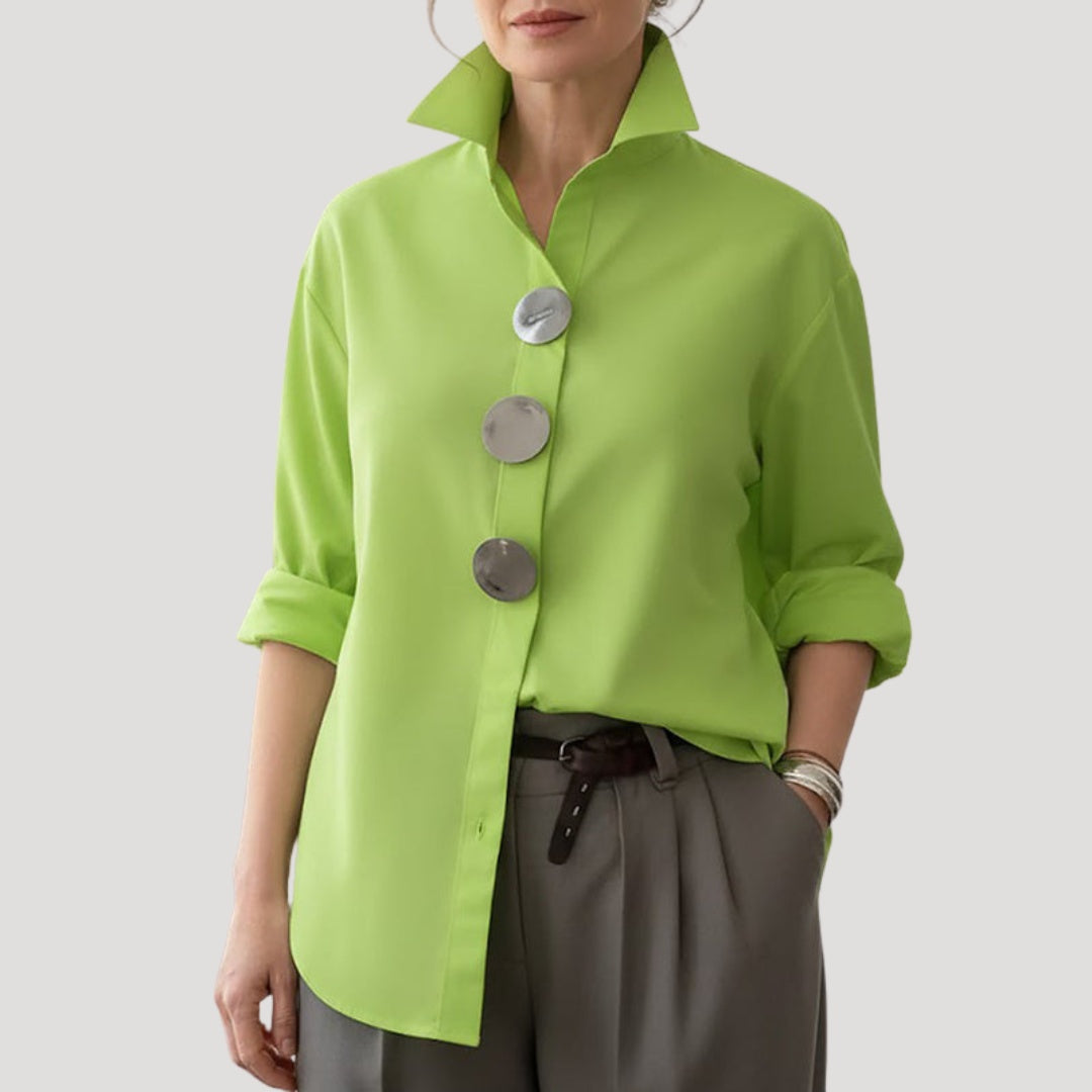 Zenobia | Statement Button Collared Blouse Long Sleeve