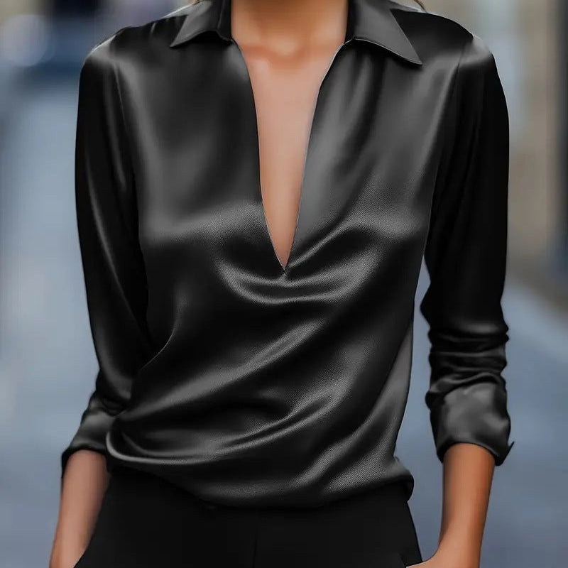 Isolde | Satin Cowl Neck Blouse