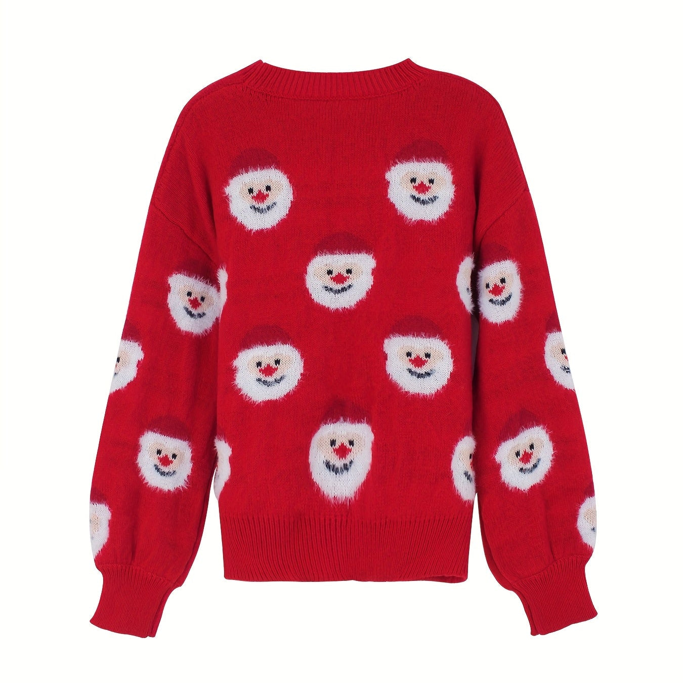 Noelle | Santa Print Christmas Jumper Fuzzy Textured