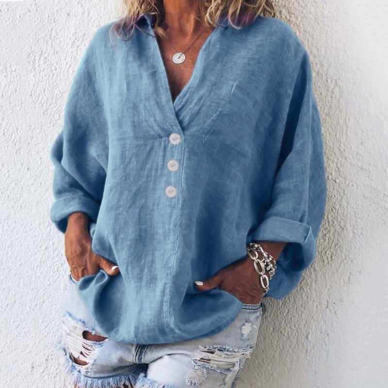 Cosima | Linen Blend Button Blouse