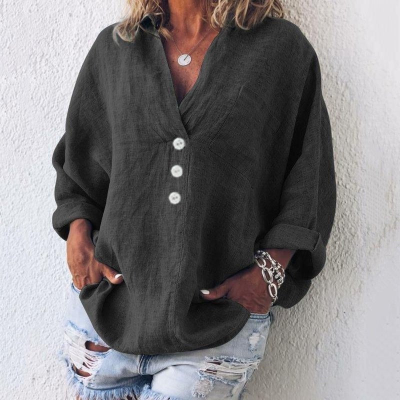 Cosima | Linen Blend Button Blouse
