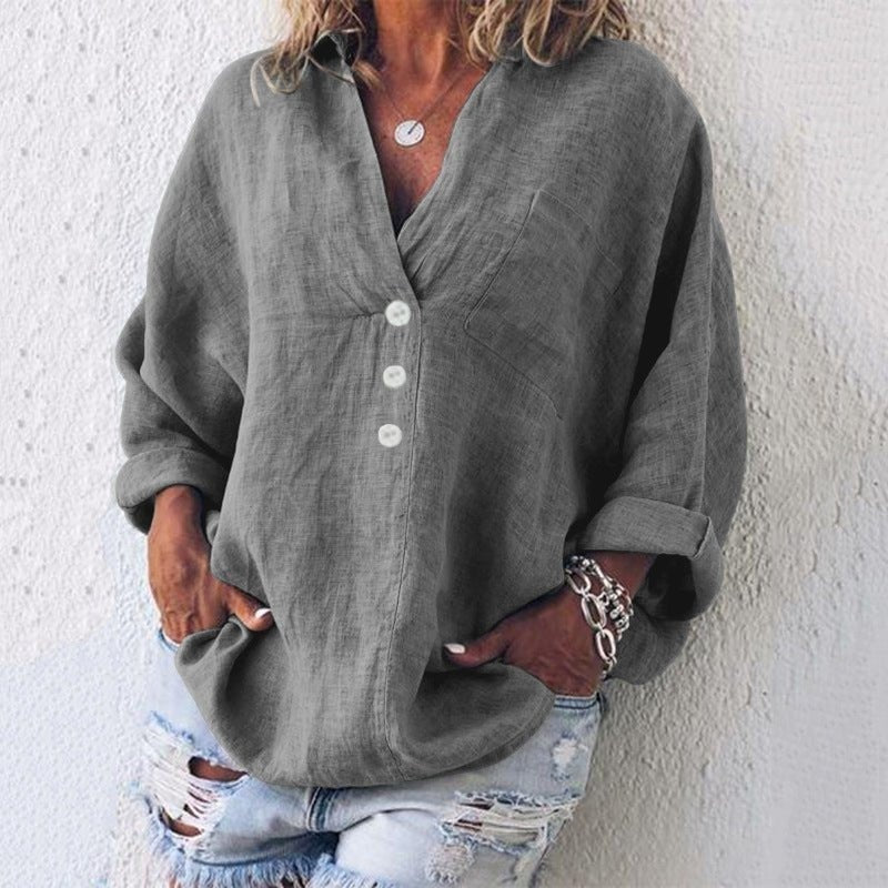 Cosima | Linen Blend Button Blouse