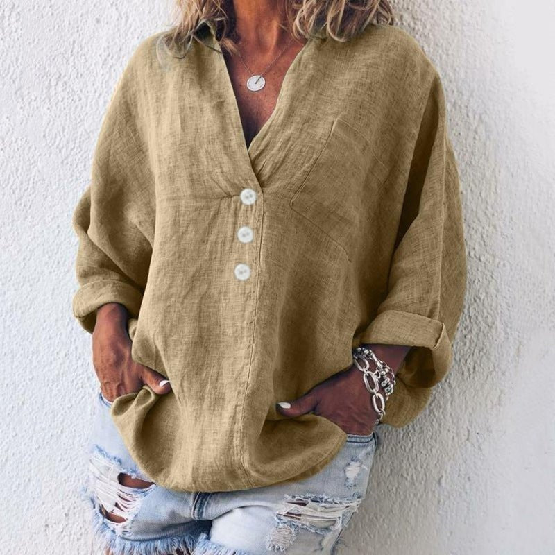 Cosima | Linen Blend Button Blouse