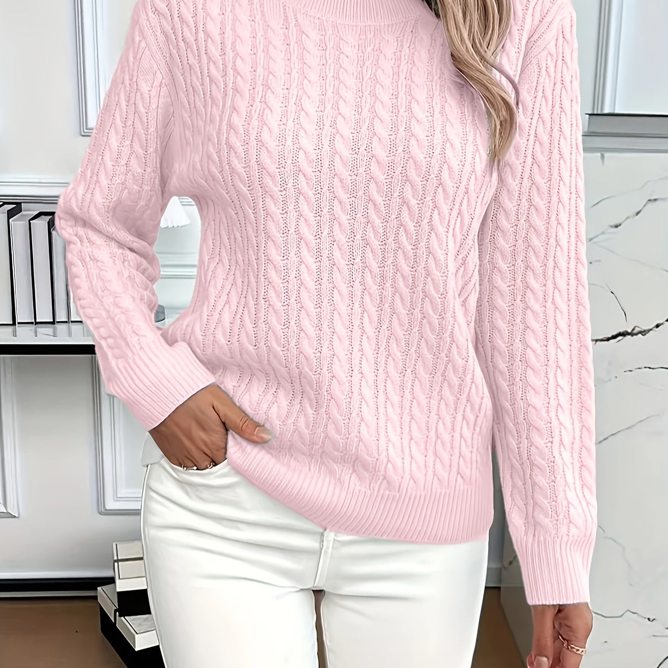 Petronella | Cable Knit Crew Neck Sweater