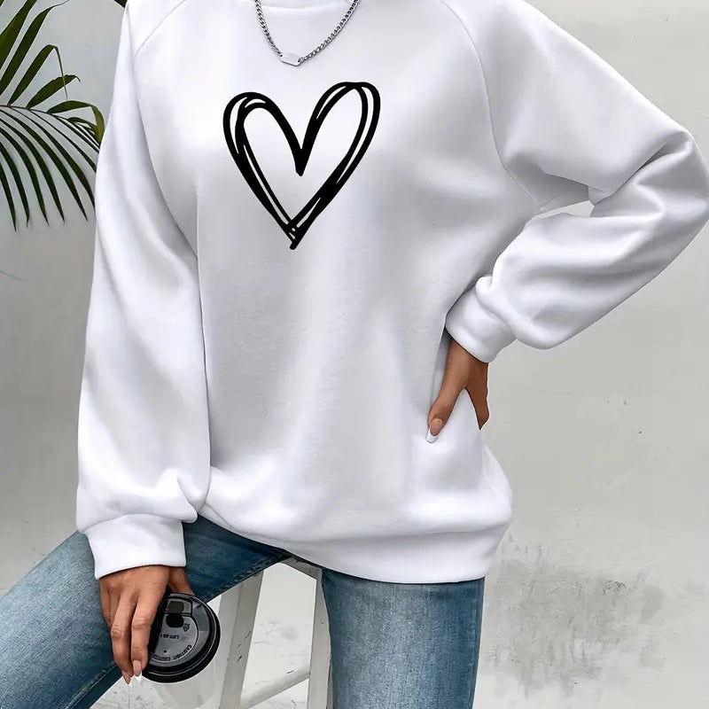 Amber | Women's Heart Print Sweatshirt