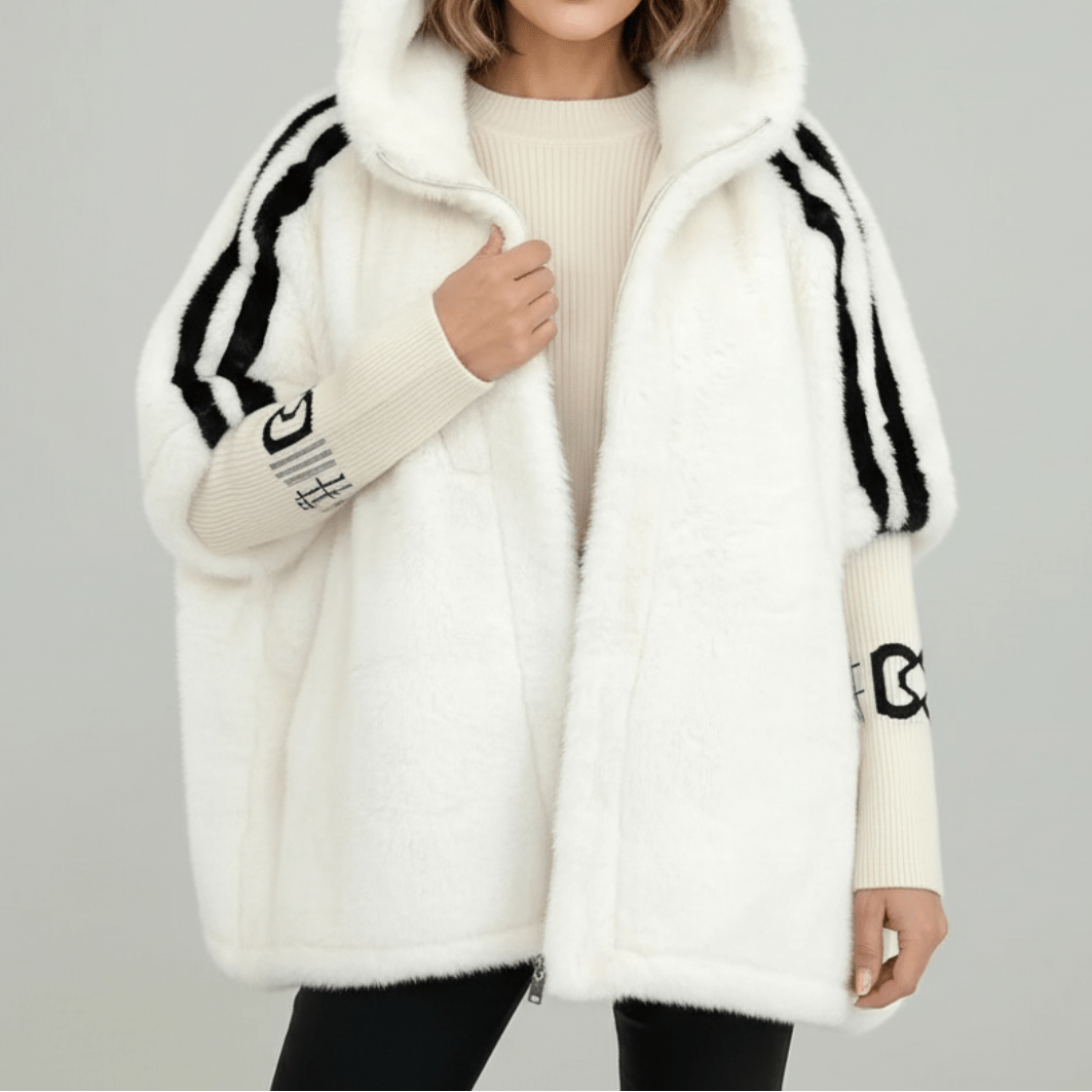 Thora | Women's Faux Fur Hooded Cape Coat