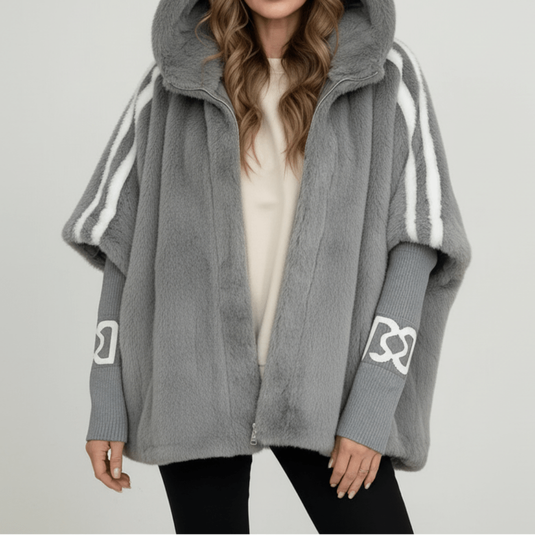 Thora | Women's Faux Fur Hooded Cape Coat