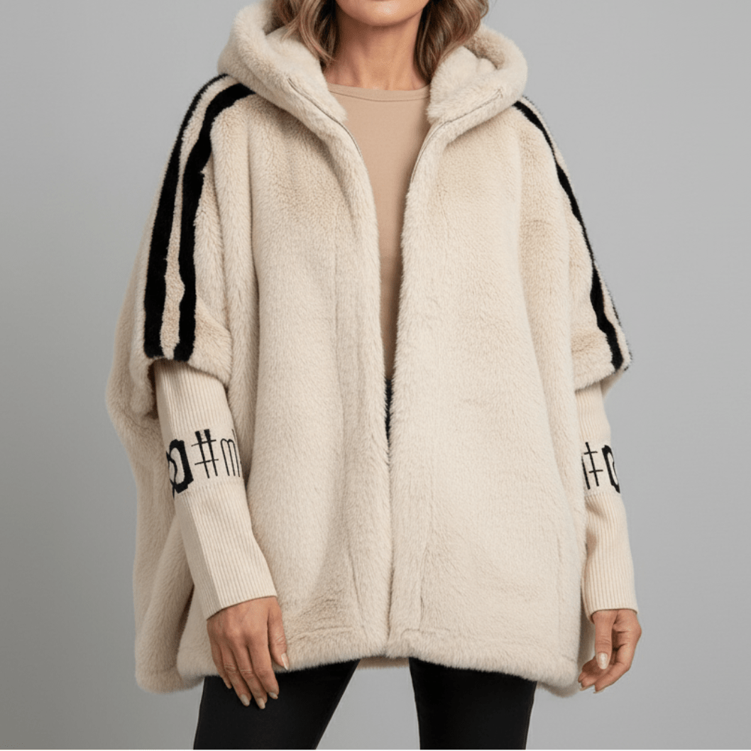 Thora | Women's Faux Fur Hooded Cape Coat