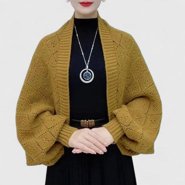 Marnie | Women's Textured Knit Bolero Cardigan with Balloon Sleeves
