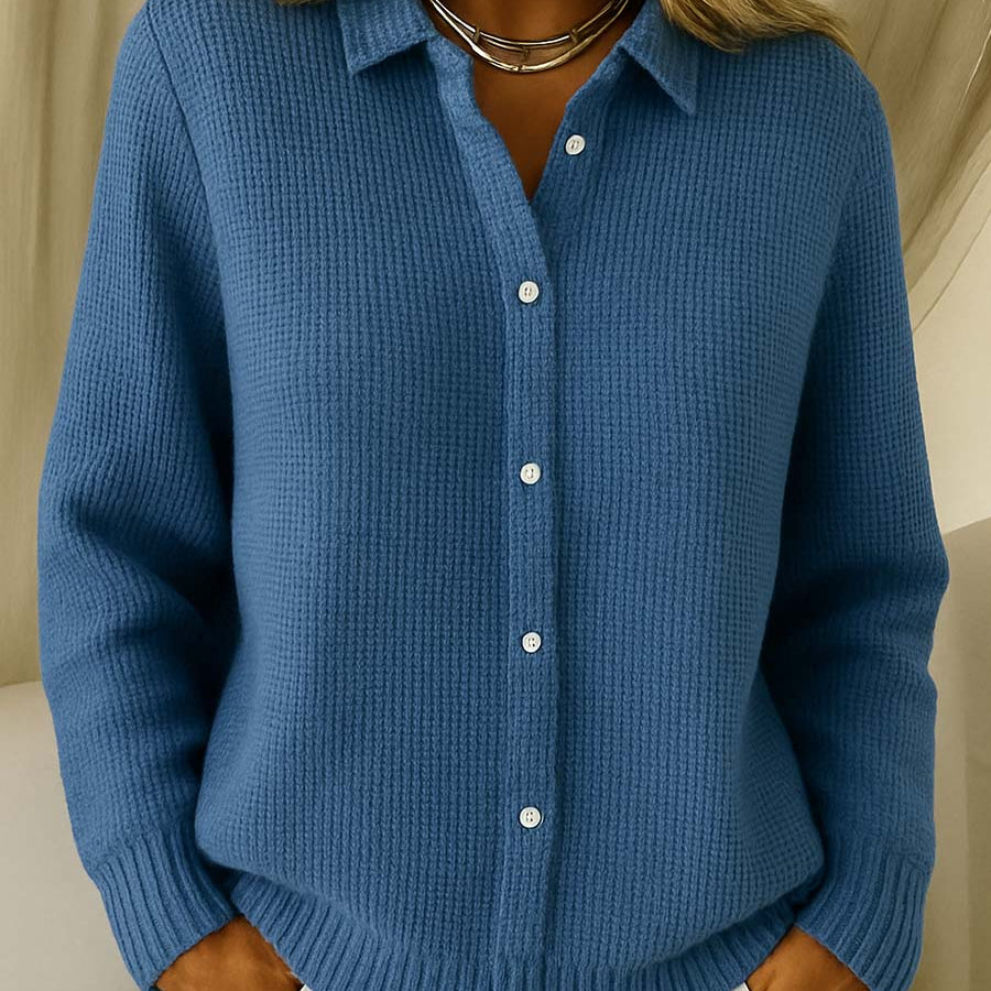 Priscilla | Waffle Knit Button Up Cardigan