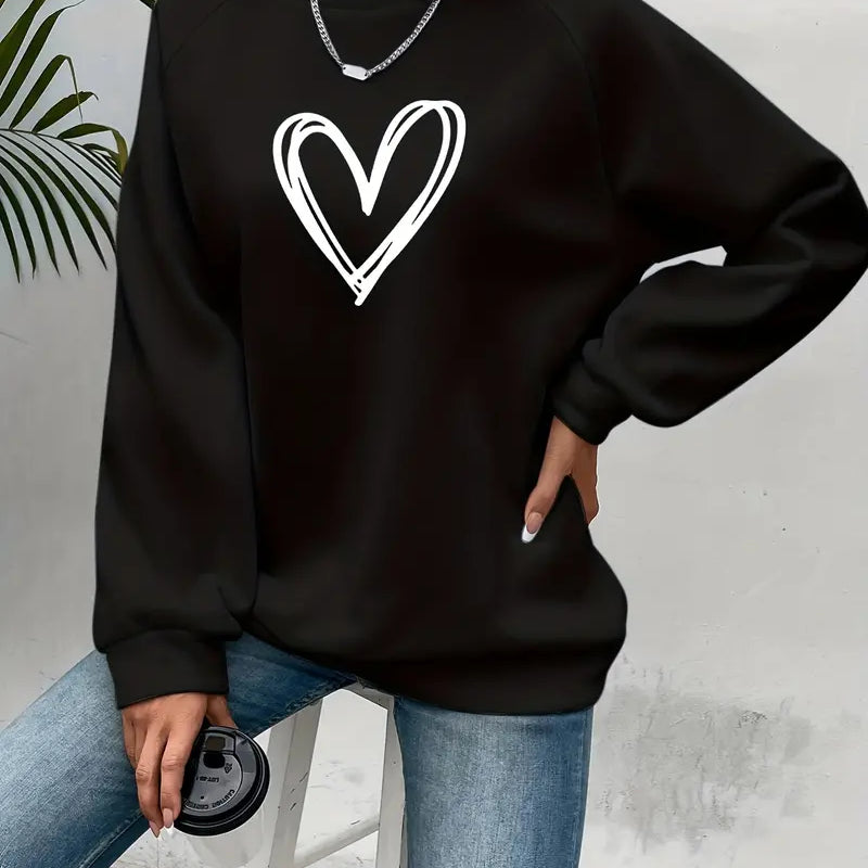 Amber | Women's Heart Print Sweatshirt