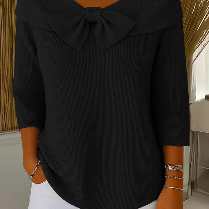 Ottilie | Bow Detail Ribbed Sweater