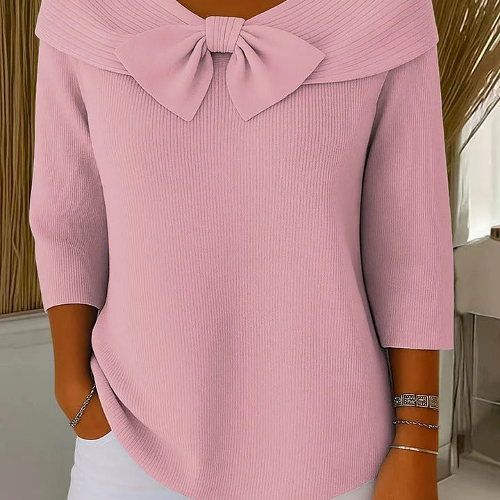 Ottilie | Bow Detail Ribbed Sweater