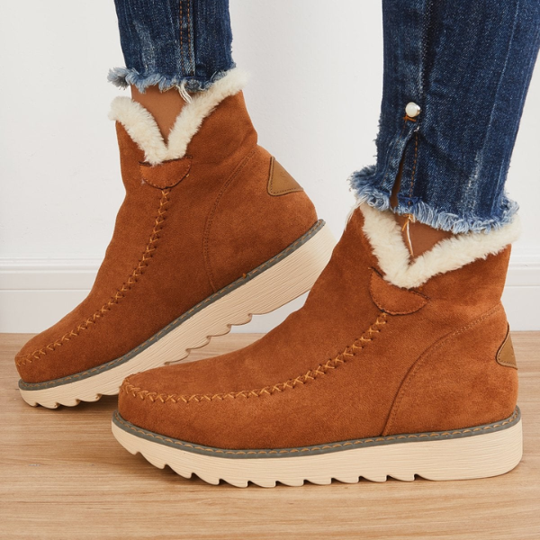 Nerida | Faux Fur Collar Moccasin Wedge Boot