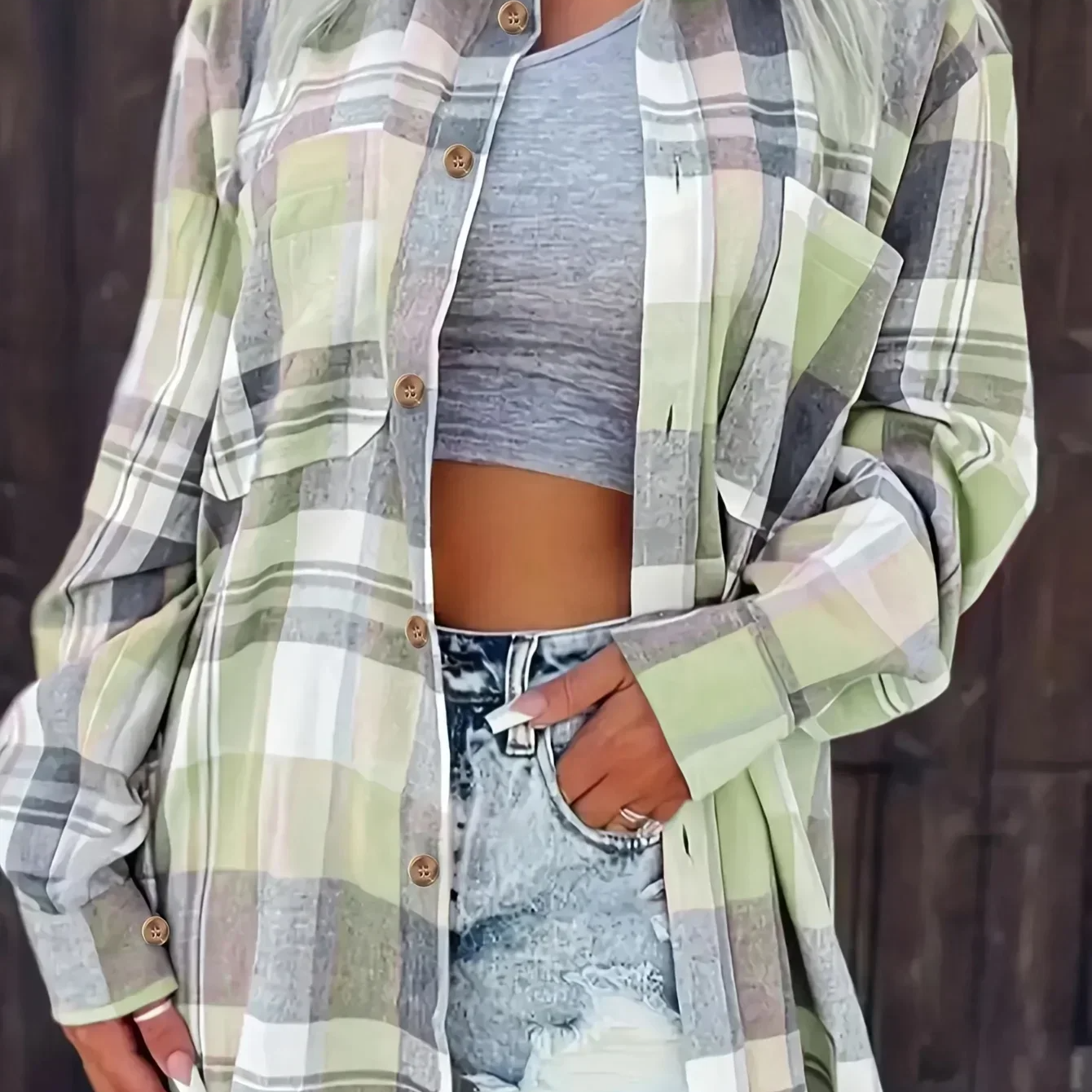 Philomena | Checked Flannel Shirt Long Sleeve Button Pocket