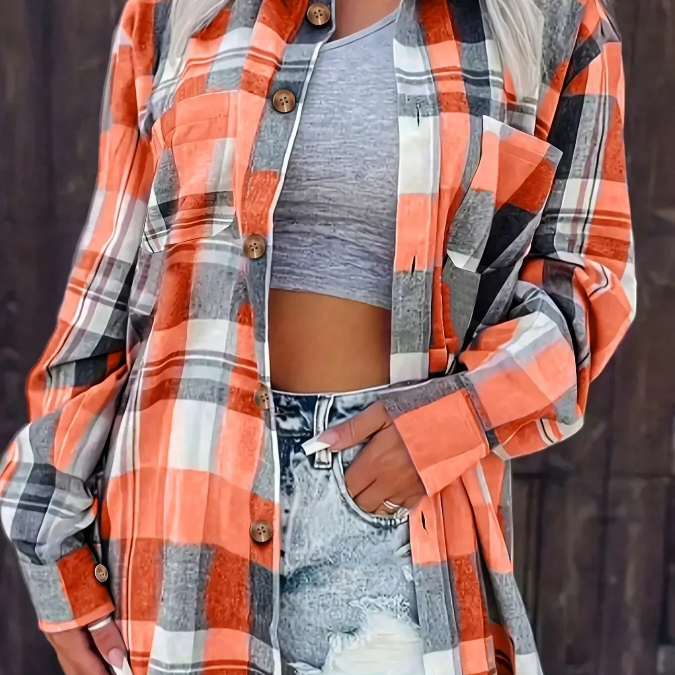 Philomena | Checked Flannel Shirt Long Sleeve Button Pocket
