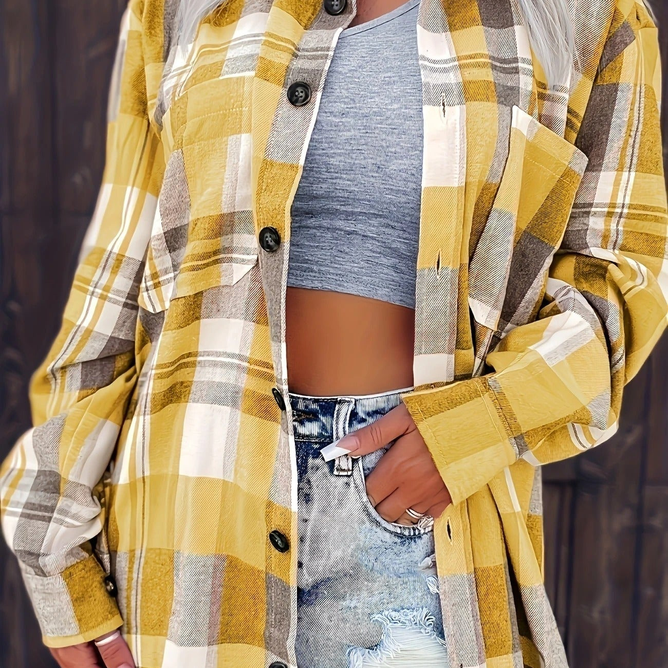 Philomena | Checked Flannel Shirt Long Sleeve Button Pocket