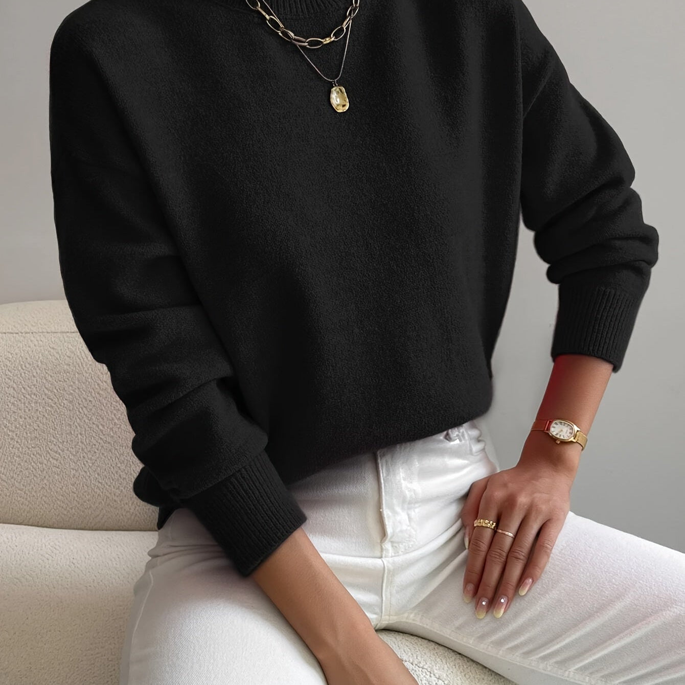 Bathsheba | Mock Neck Ribbed Sweater
