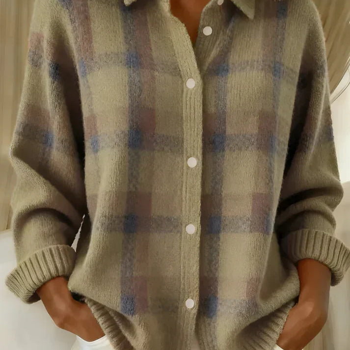Rosalyn | Women's Plaid Overshirt with Ribbed Cuffs