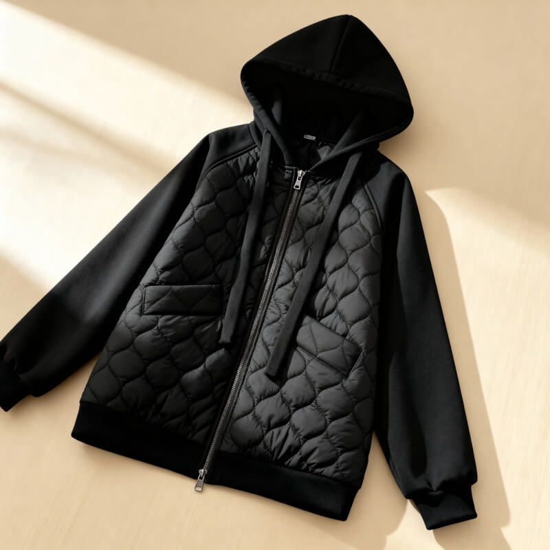 Winslow | Women's Quilted Panel Hooded Bomber Jacket