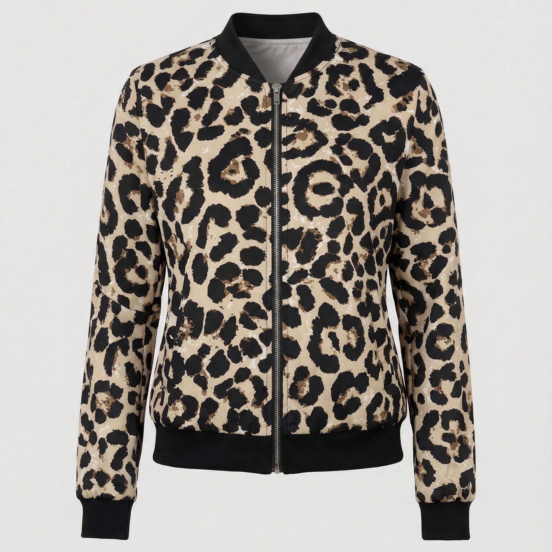 Camden | Shiny Bomber Jacket with Ribbed Trim