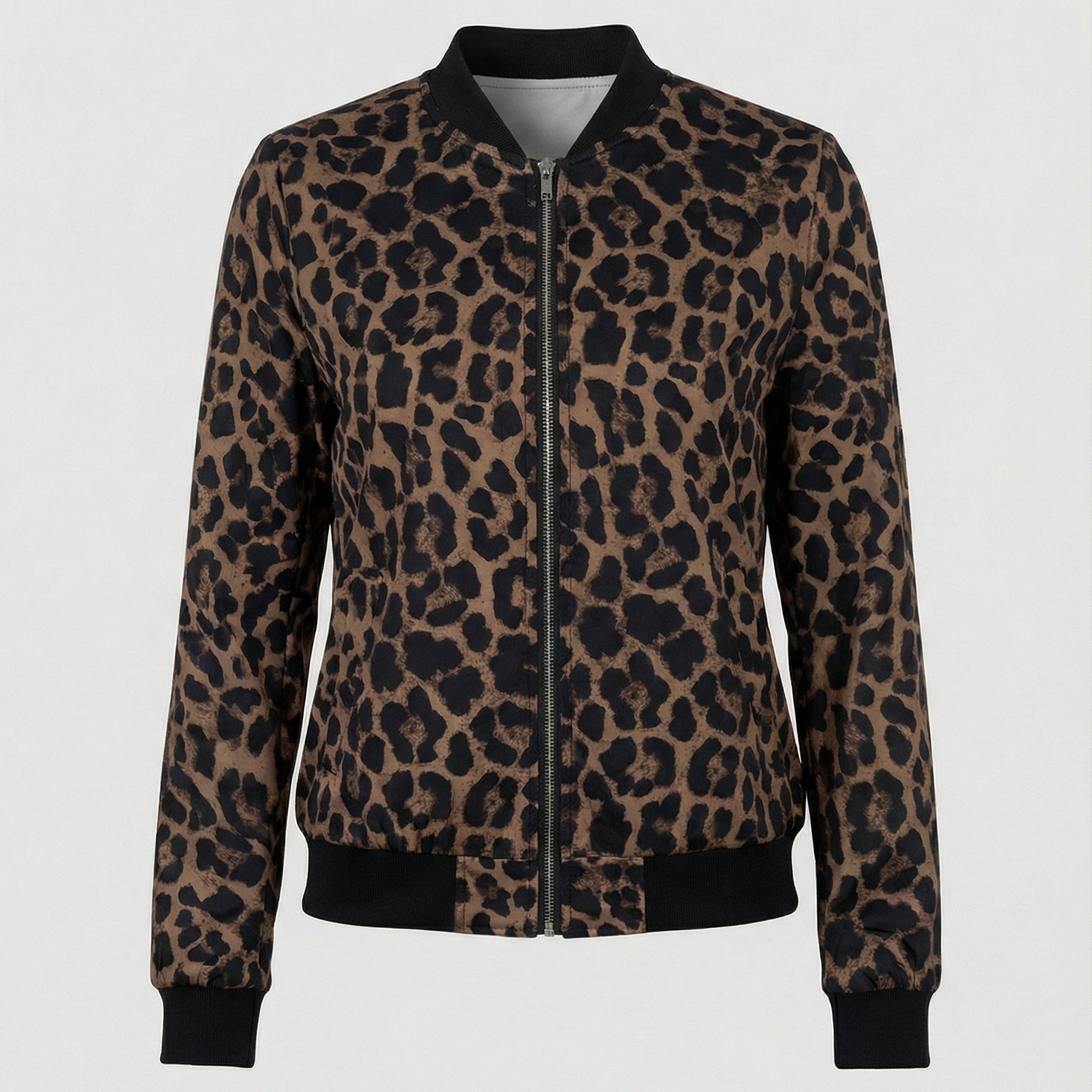 Camden | Shiny Bomber Jacket with Ribbed Trim