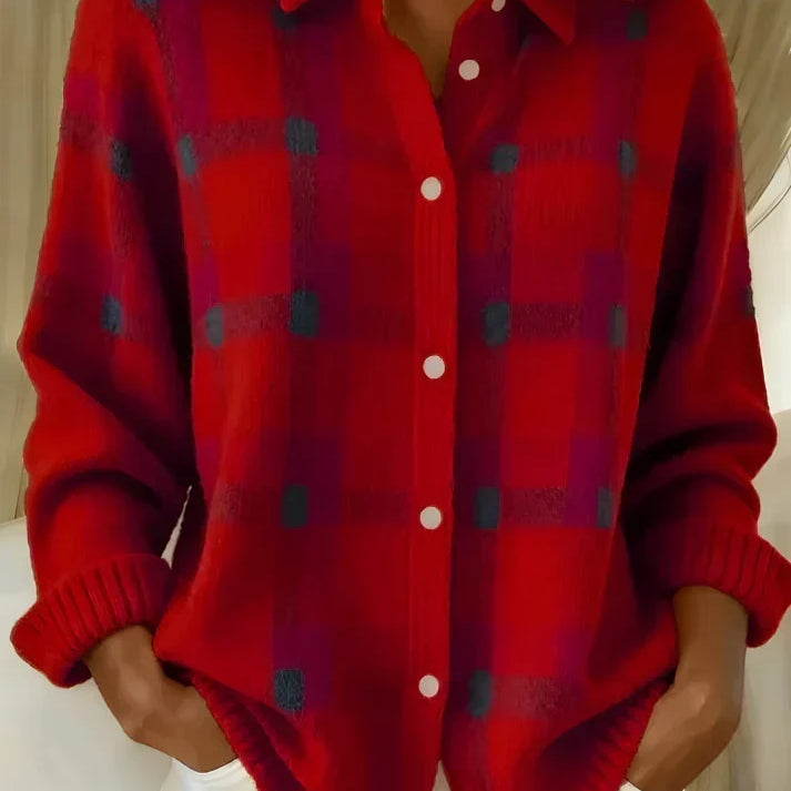 Rosalyn | Women's Plaid Overshirt with Ribbed Cuffs