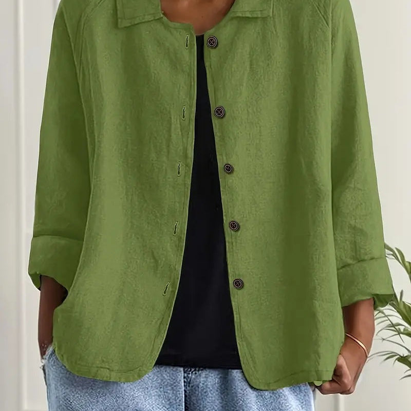 Hortensia | Linen Look Button Shirt