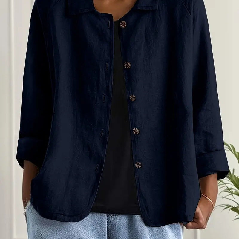 Hortensia | Linen Look Button Shirt