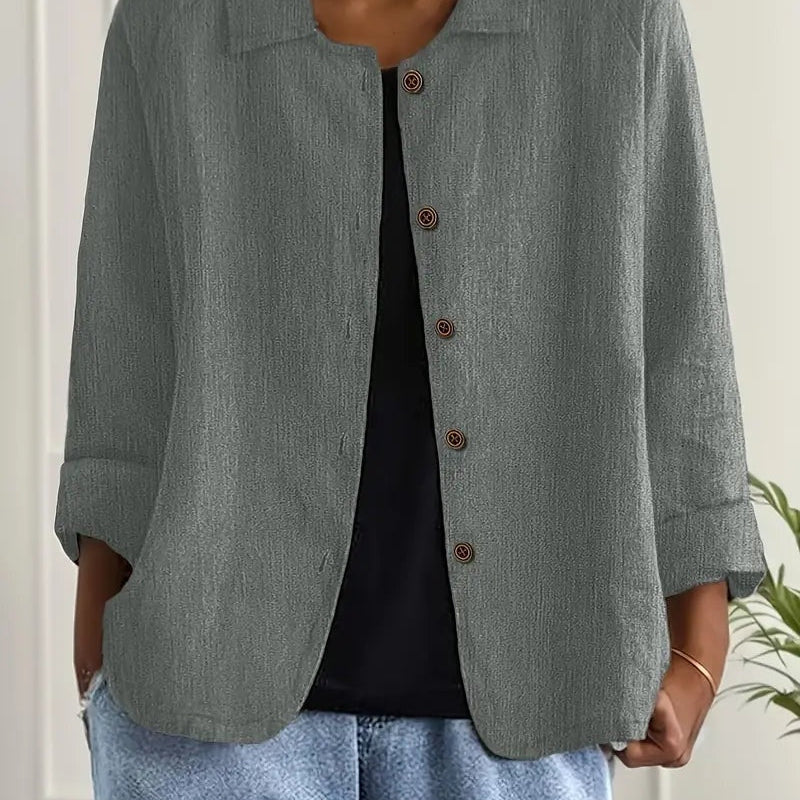 Hortensia | Linen Look Button Shirt